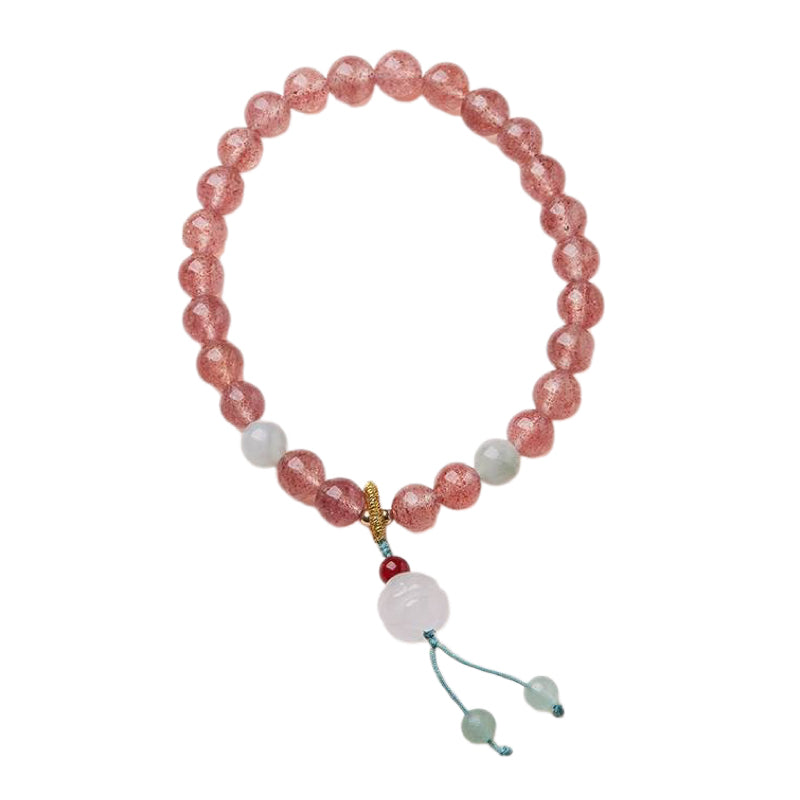 Blossom Heart Strawberry Quartz Crystal Bracelet