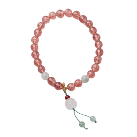 Blossom Heart Strawberry Quartz Crystal Bracelet