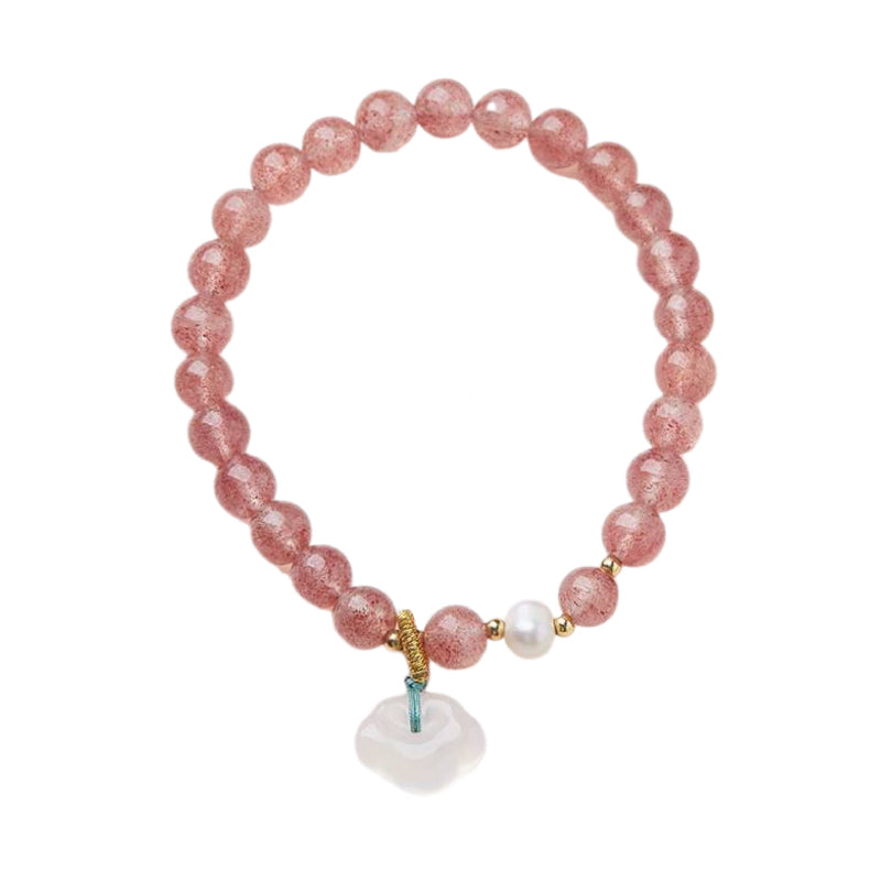 Blossom Heart Strawberry Quartz Crystal Bracelet
