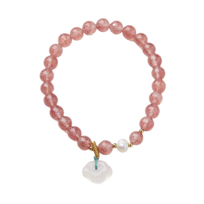Blossom Heart Strawberry Quartz Crystal Bracelet
