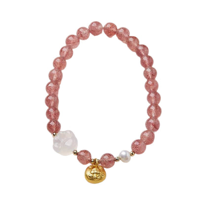 Blossom Heart Strawberry Quartz Crystal Bracelet