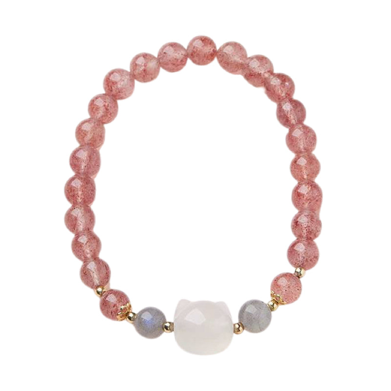Blossom Heart Strawberry Quartz Crystal Bracelet